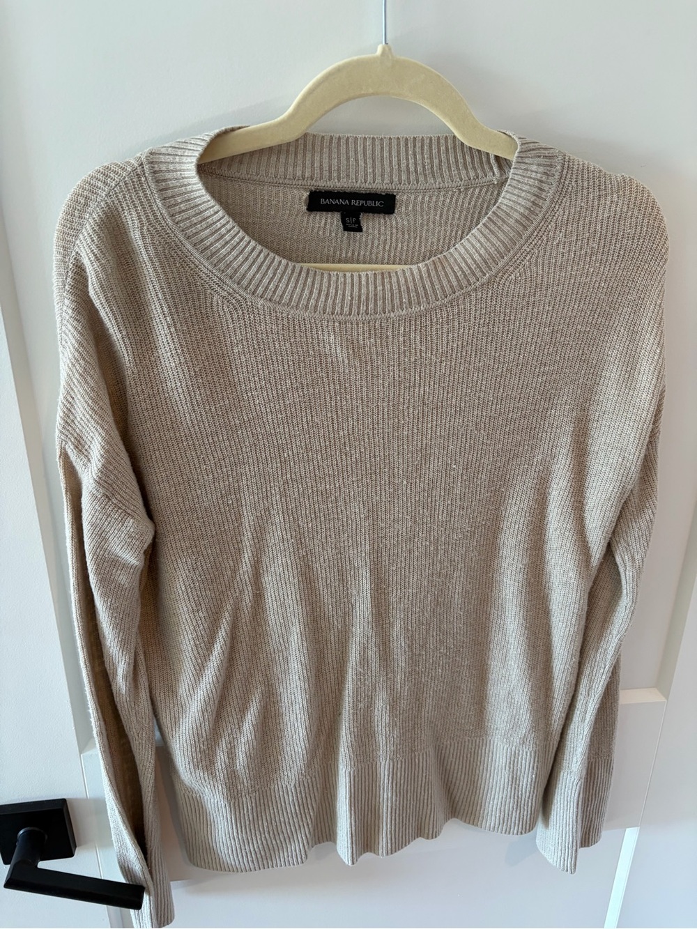 Banana Republic Beige Ribbed Crewneck Sweater